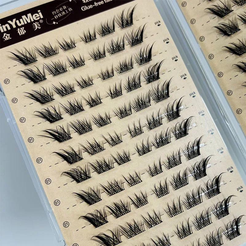 Faux-cils auto-adhésifs sans colle, réutilisables, effet œil de renard moelleux, épais, longs, segme