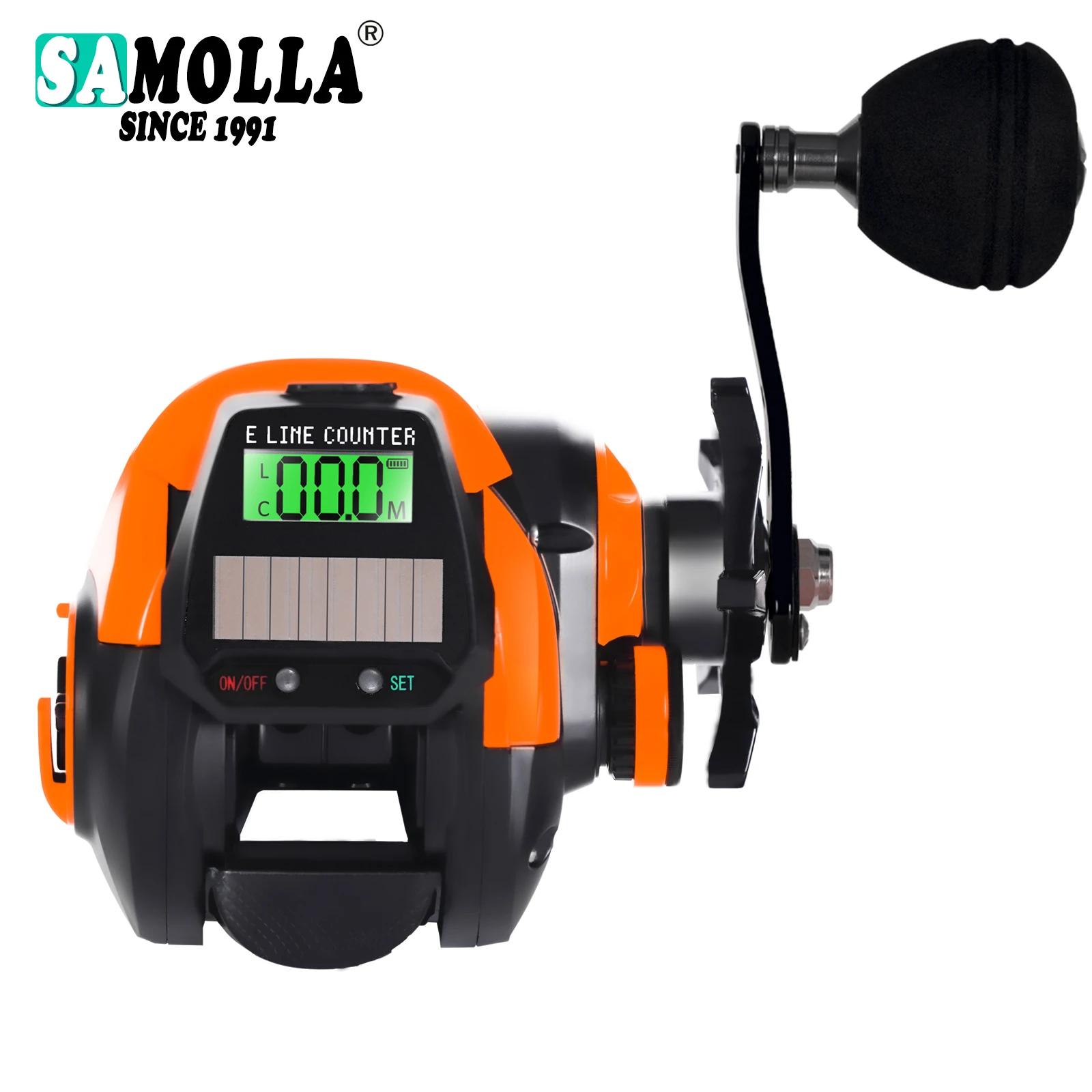 Moulinet de pêche SAMOLLA avec charge USB et solaire - Écran LED électronique 7.2:1 - Eau salée étanche