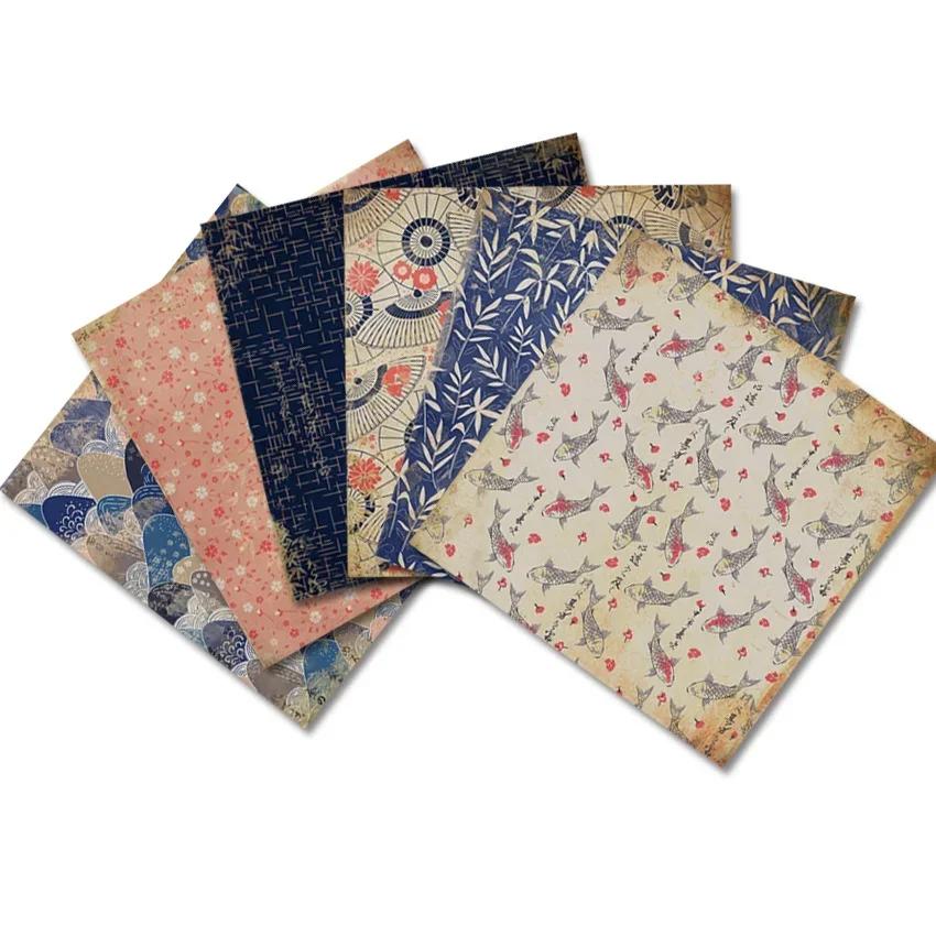 Tampons de papier artisanaux Vintage de Style japonais, 24 feuilles, matrices de découpe, fond artis