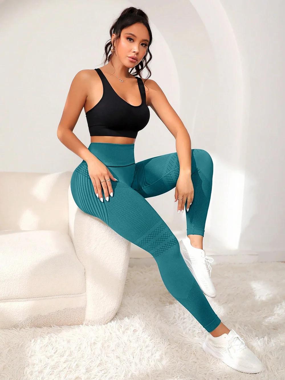 Pantalon de sport avec lignes sexy pour femme, pantalon de fitness élastique, pantalon serré, taille