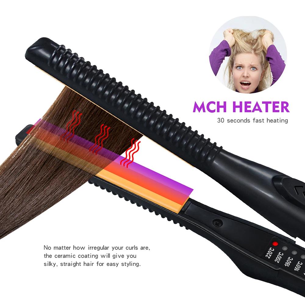 Lisseur et boucleur 2-en-1, petit fer plat en céramique, outil de coiffage pour cheveux courts, pour