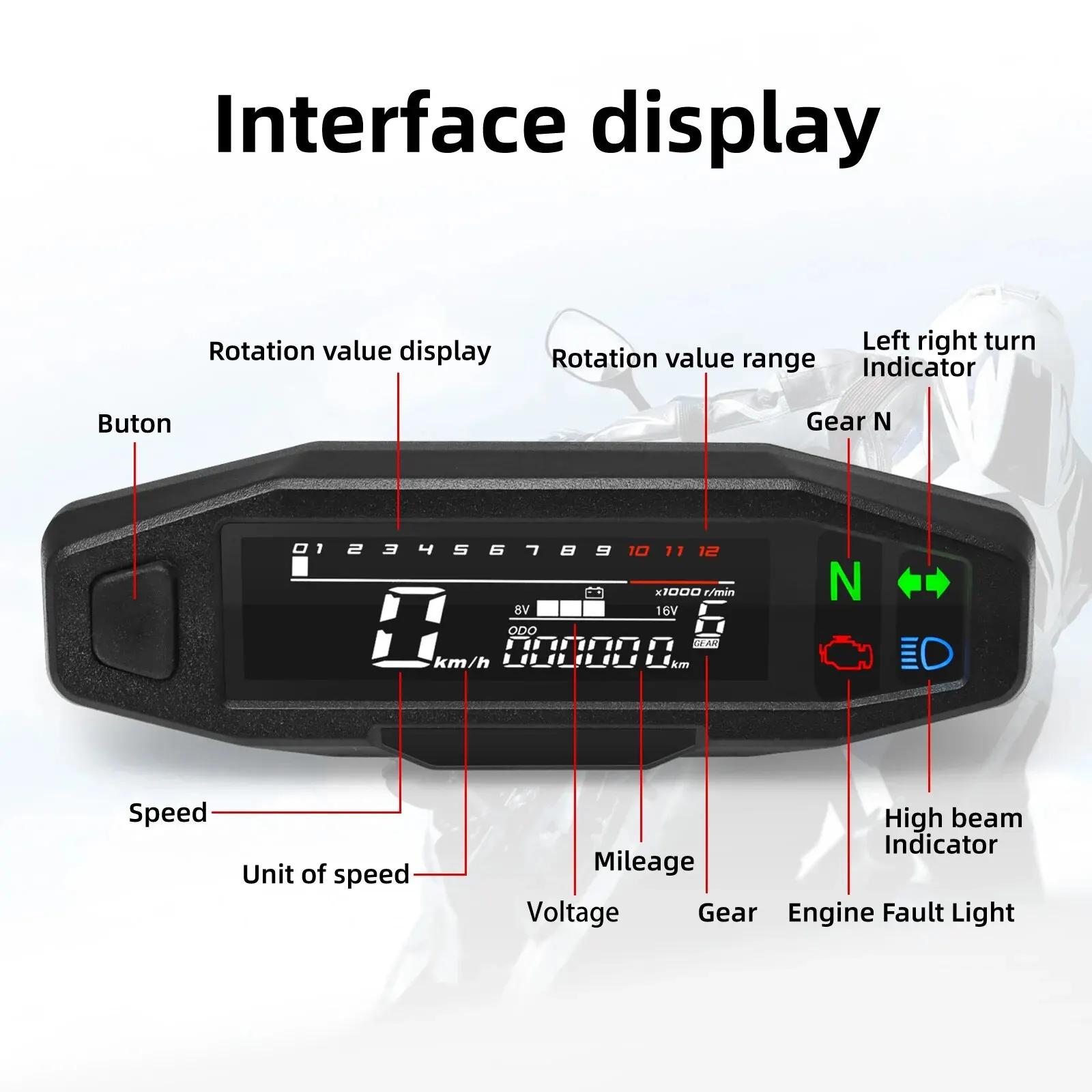 Compteur de vitesse numérique universel pour moto, tachymètre LED, panneau de comptage de carte Prad