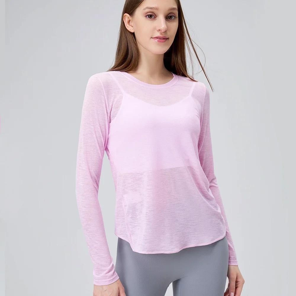 Costume de Yoga pour femmes, chemises à manches longues, beau dos, haut de sport, chemisier ample, P