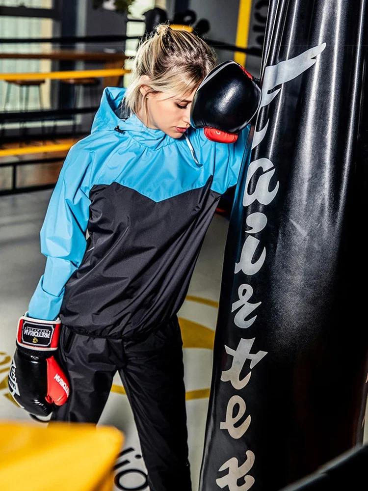 Combinaison de Sauna pour femmes et hommes, ensemble de vêtements de sport, pull à capuche, hauts de