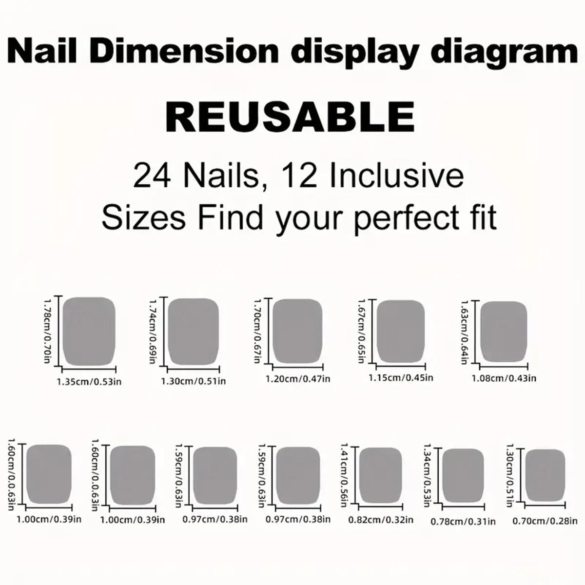 24 morceaux de faux ongles carrés courts, avec un cœur dégradé teint en halo et un design français c
