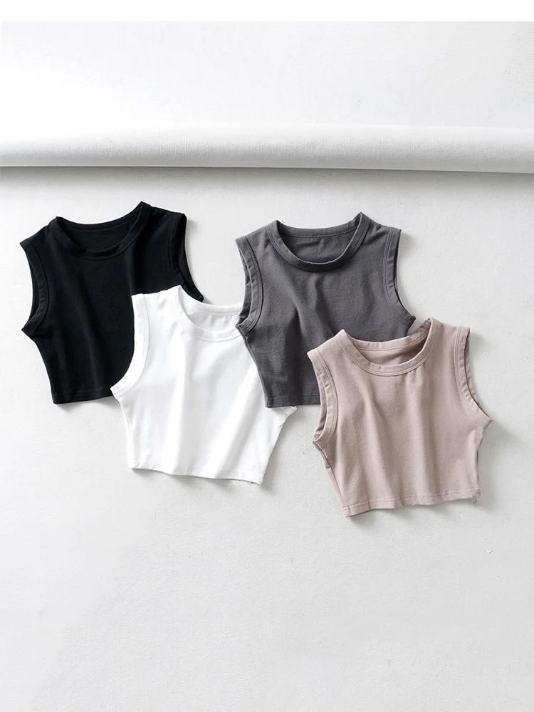 Top court sans manches pour femmes, vintage, blanc, motard, noir, punk, sexy, débardeur, coréen, str