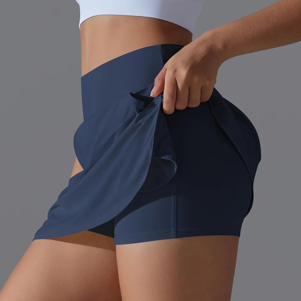 Jupe de yoga sport plein air - Tennis badminton - Taille haute respirante - Fitness athlétique courte
