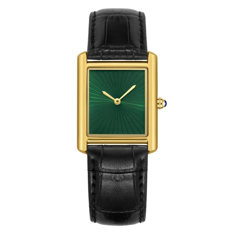 Nouvelle montre carrée classique pour hommes et femmes, design simple à deux aiguilles, bracelet en 