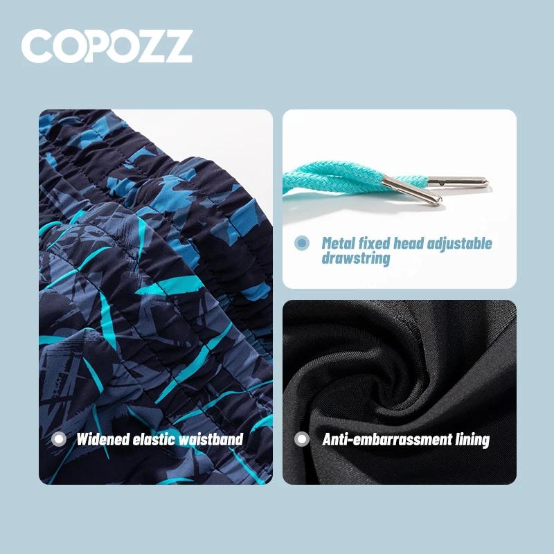 COPOZZ – maillot de bain pour hommes, culotte de plage, cordon de serrage, taille élastique, grande 