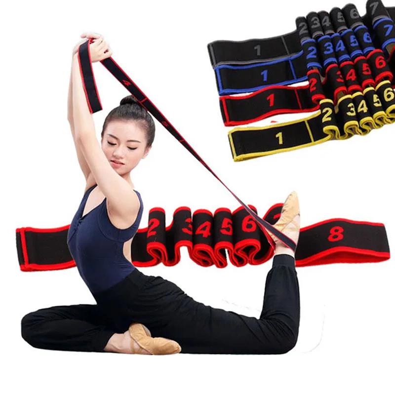 Ceinture d'étirement yoga danse - 8 sections élastiques pour Pilates et fitness latine