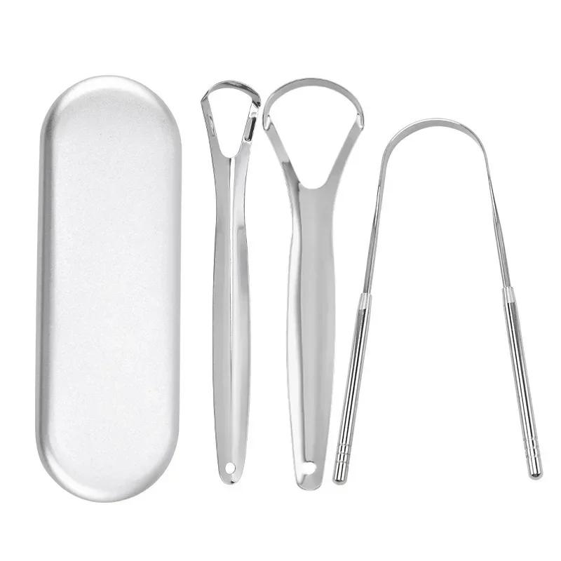 Grattoir à langue en métal Premium, 1 pièce/3 pièces, nettoyeur pour adultes et enfants, grattoirs à