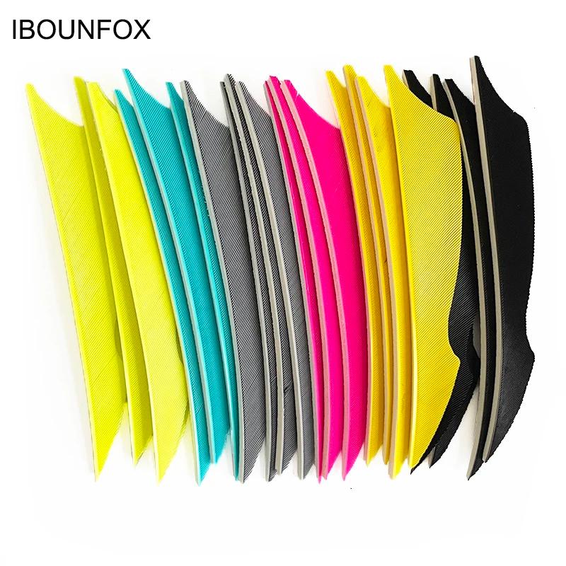 100 pièces IBOUNFOX 4 pouces plumes de flèche de dinde naturelle forme de piqûre Fletches de tir à l