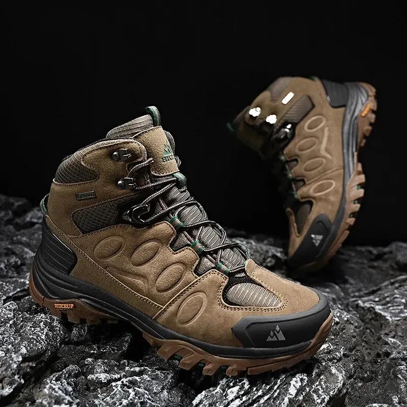 Bottes Randonnée Homme Daim Hiver - Chaussures Trekking Plein Air Chaudes Lacets