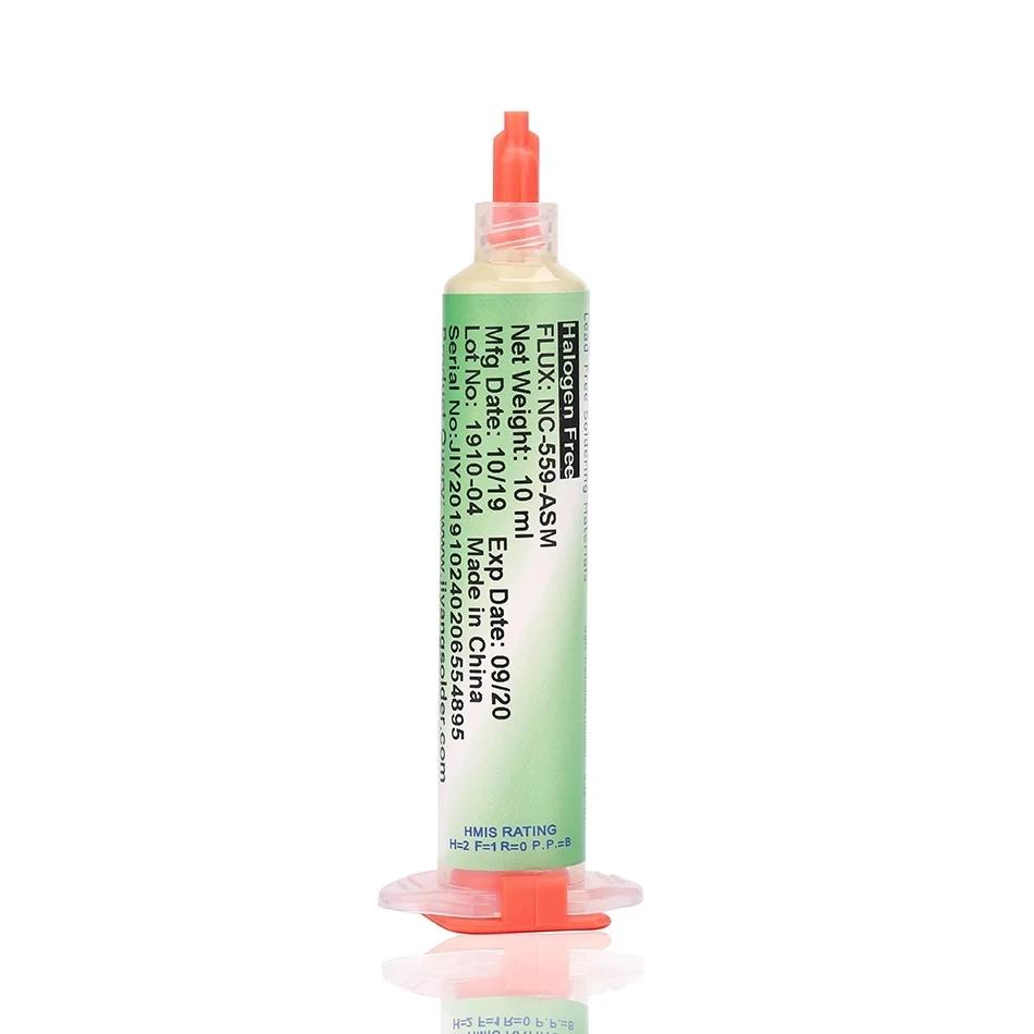 Seringue de pâte à souder AMTECH NC-559-ASM 10cc, Flux liquide pour téléphone portable BGA PCB, poch