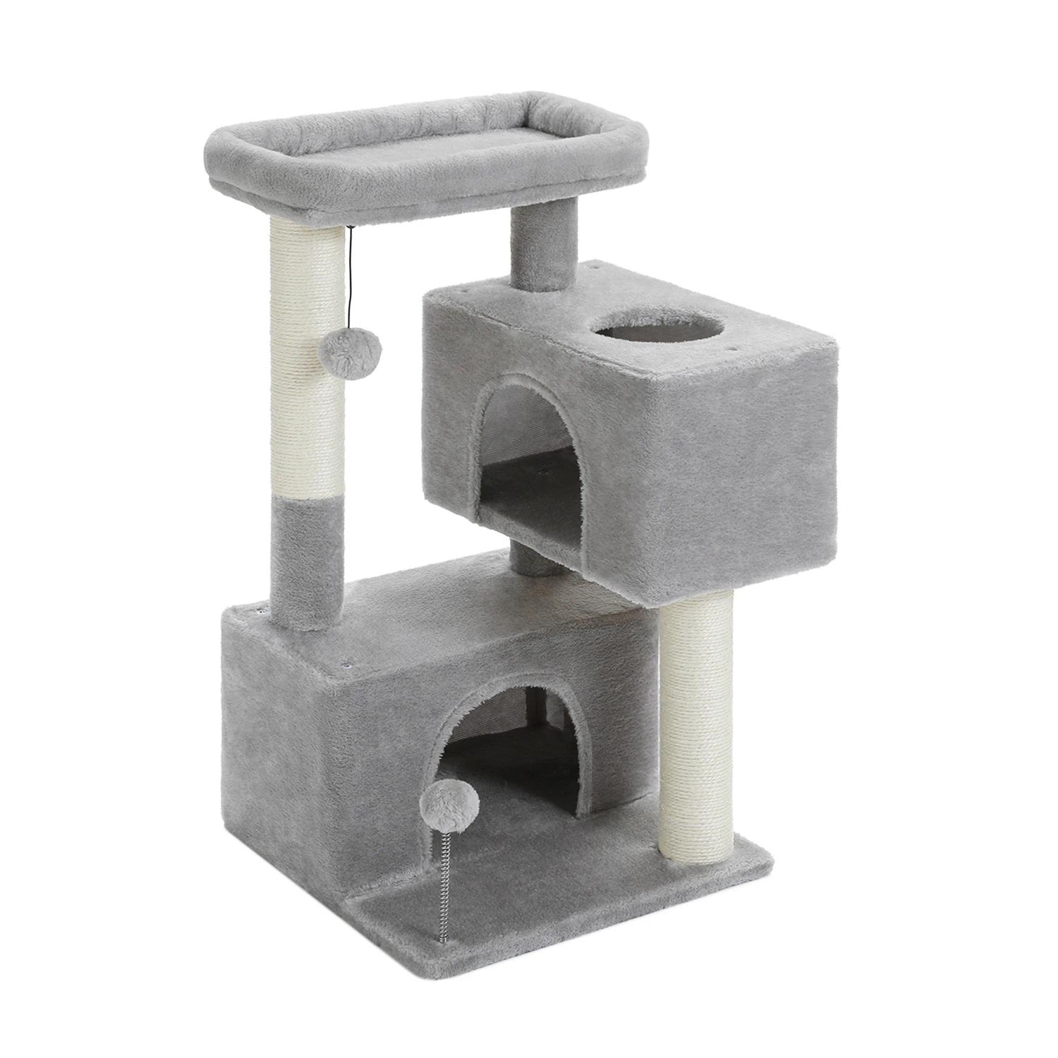 Tour d'arbre à chat d'intérieur pour chats, condo pour chat avec griffoir, perchoir souple et balle 