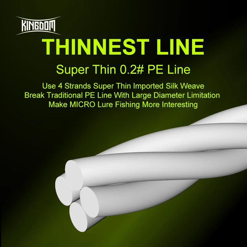 Ligne de pêche tressée Kingdom Microfly 4 brins en PE 0.2 #   0.4 #   0.6 #   Fil de pêche à la carp