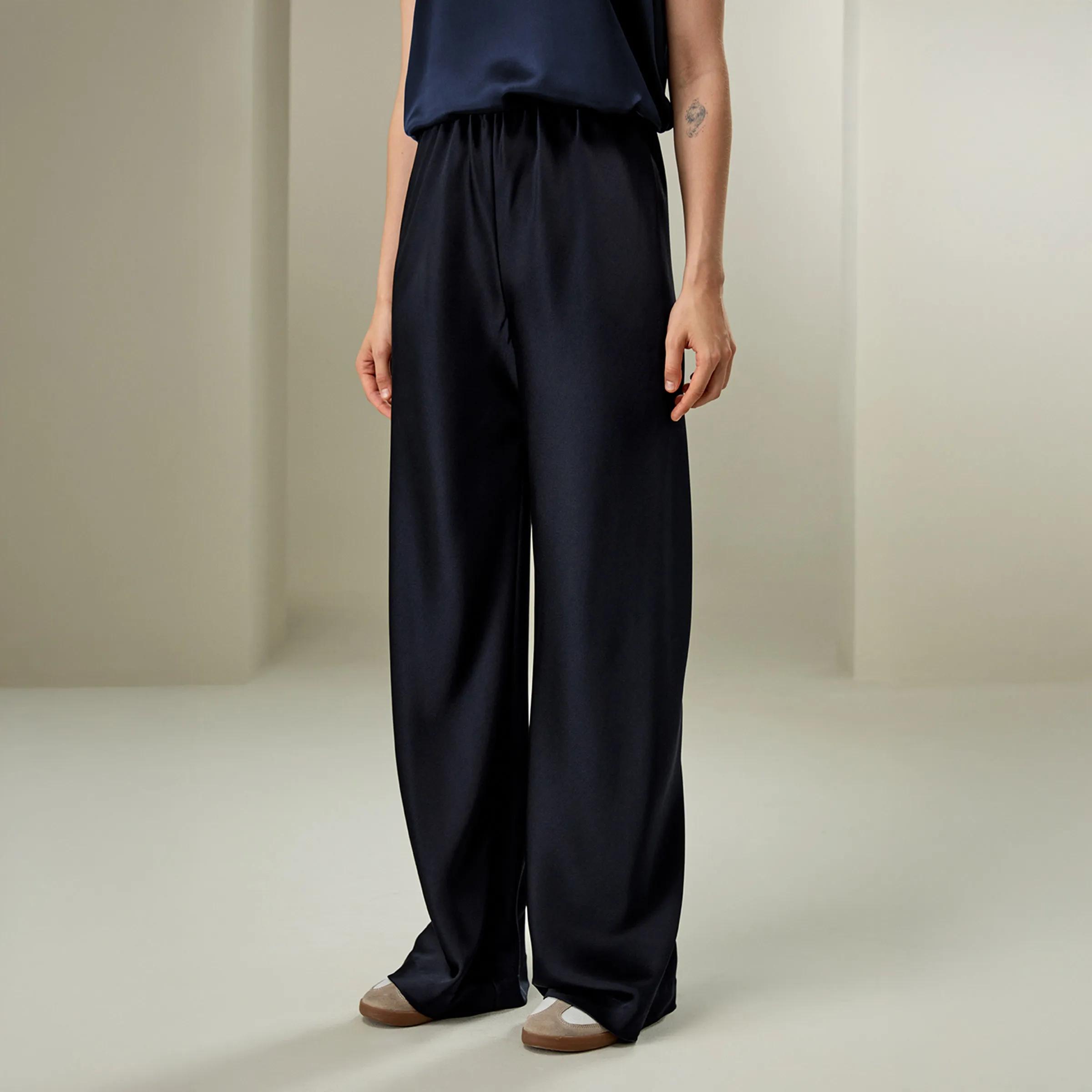 LILYSILK Pantalon en soie coupe biais pour femme - Style minimaliste - Coupe décontractée pour plusi
