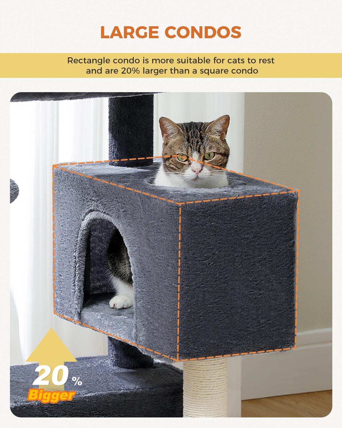 Tour d'arbre à chat d'intérieur pour chats, condo pour chat avec griffoir, perchoir souple et balle 