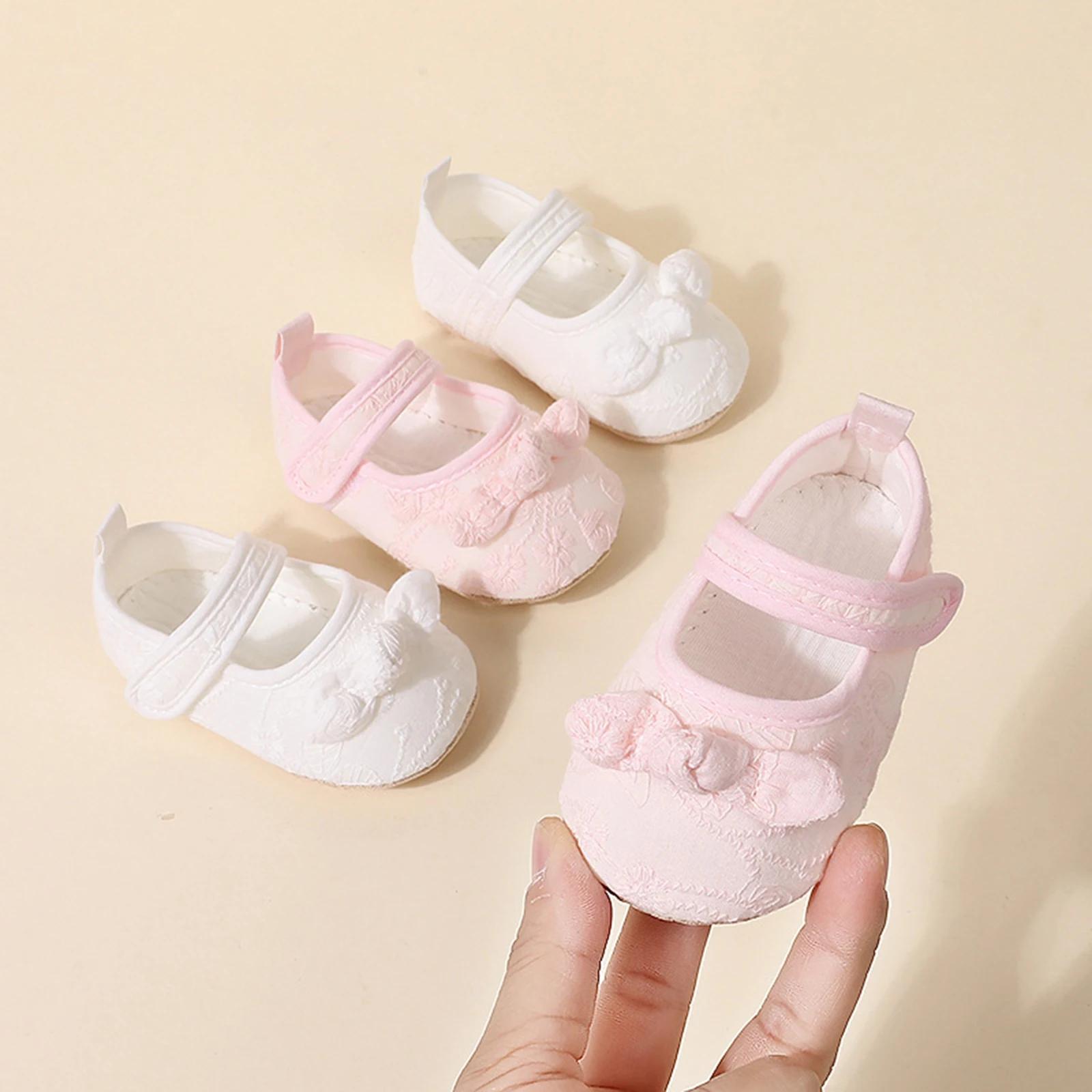 BeQeuewll infantile bébé filles chaussures antidérapantes à semelles souples dentelle nœud papillon 