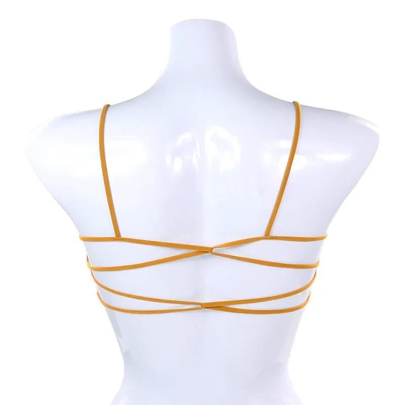 Soutien-gorge entraînement fitness sans fil amovible bandoulière mince yoga femmes rembourré