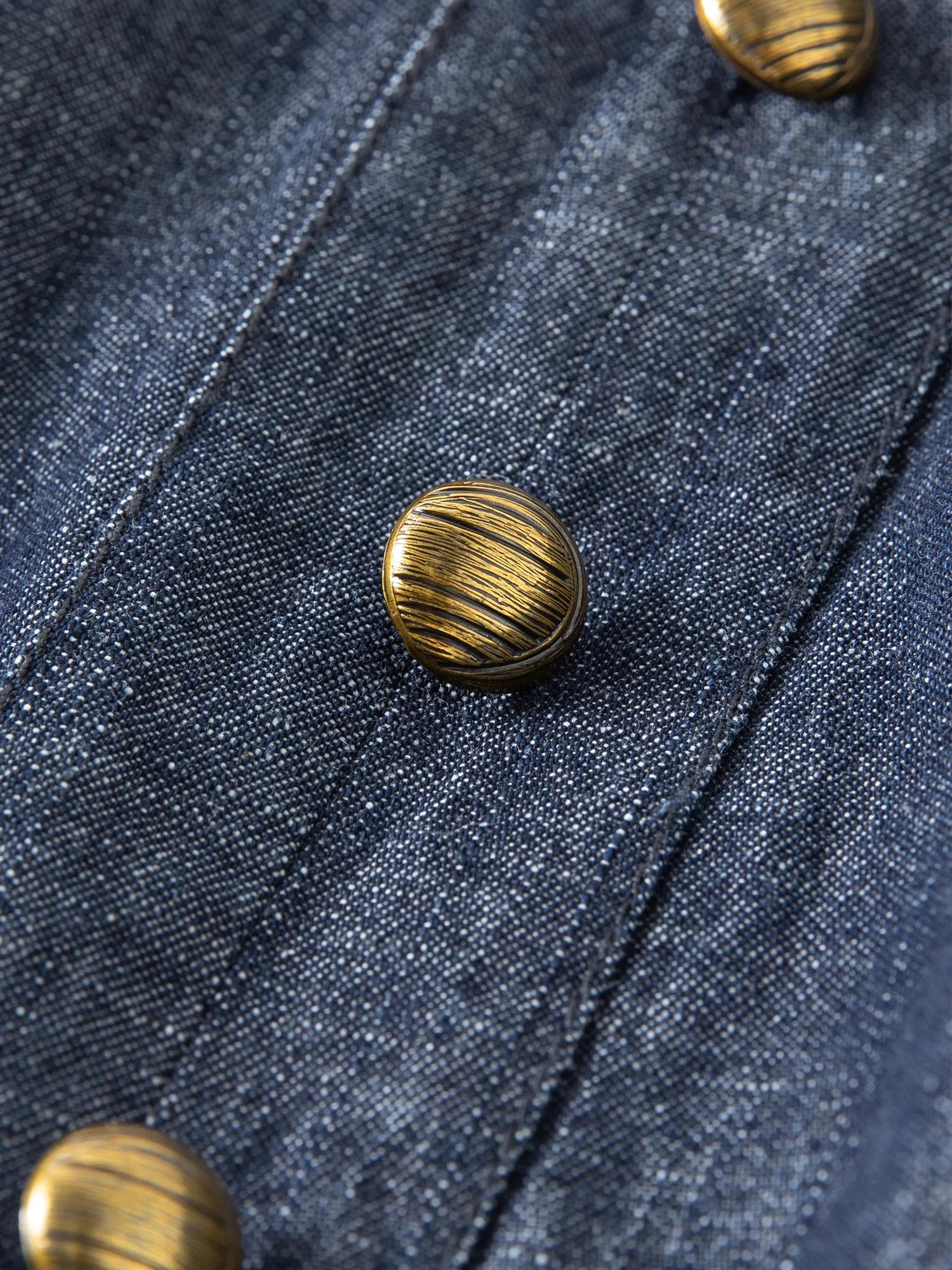 Robe longue DUSHU bleu marine à col en V et bretelles en jean, nouvelle collection été 2026, élégant