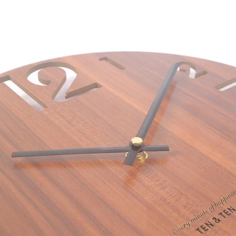 Horloge murale 3D en bois, Design moderne, style nordique, décoration de salon, cuisine, Art creux, 