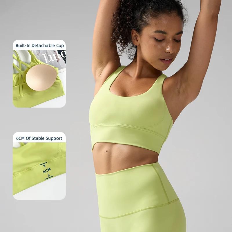 Couleur unie femmes Fitness Yoga soutiens-gorge course dos sport soutiens-gorge haut en Nylon femmes