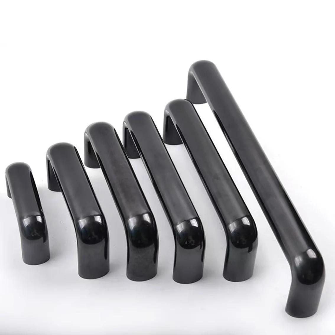 Poignées elliptiques en caoutchouc et bois, rouge/noir, pour porte d'armoire, boutons de tiroir, amé