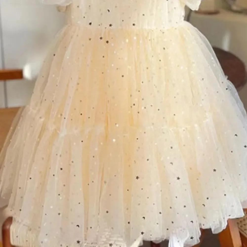 Bear Leader – robe d'été décontractée pour filles, tenue de princesse en maille à paillettes, manche