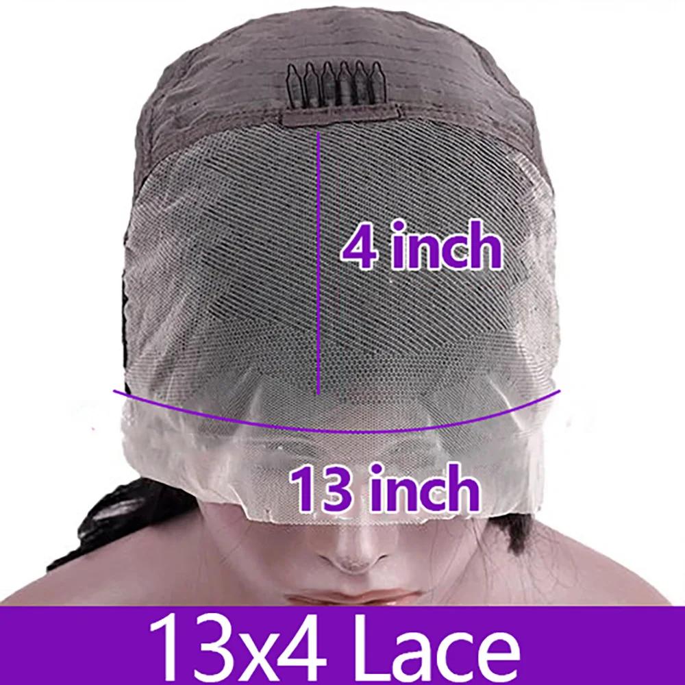 Perruque courte en cheveux humains de 14 pouces # 4 Lace Frontals Transparentes Marron Chocolat 13x4