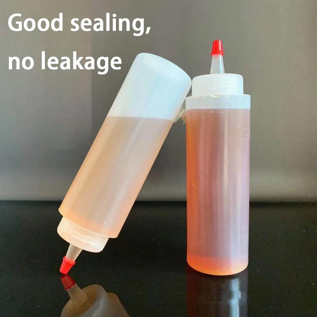 Bouteille à presser en plastique avec échelle à nez aiguille de 120/250/450ml, bouteille à presser a