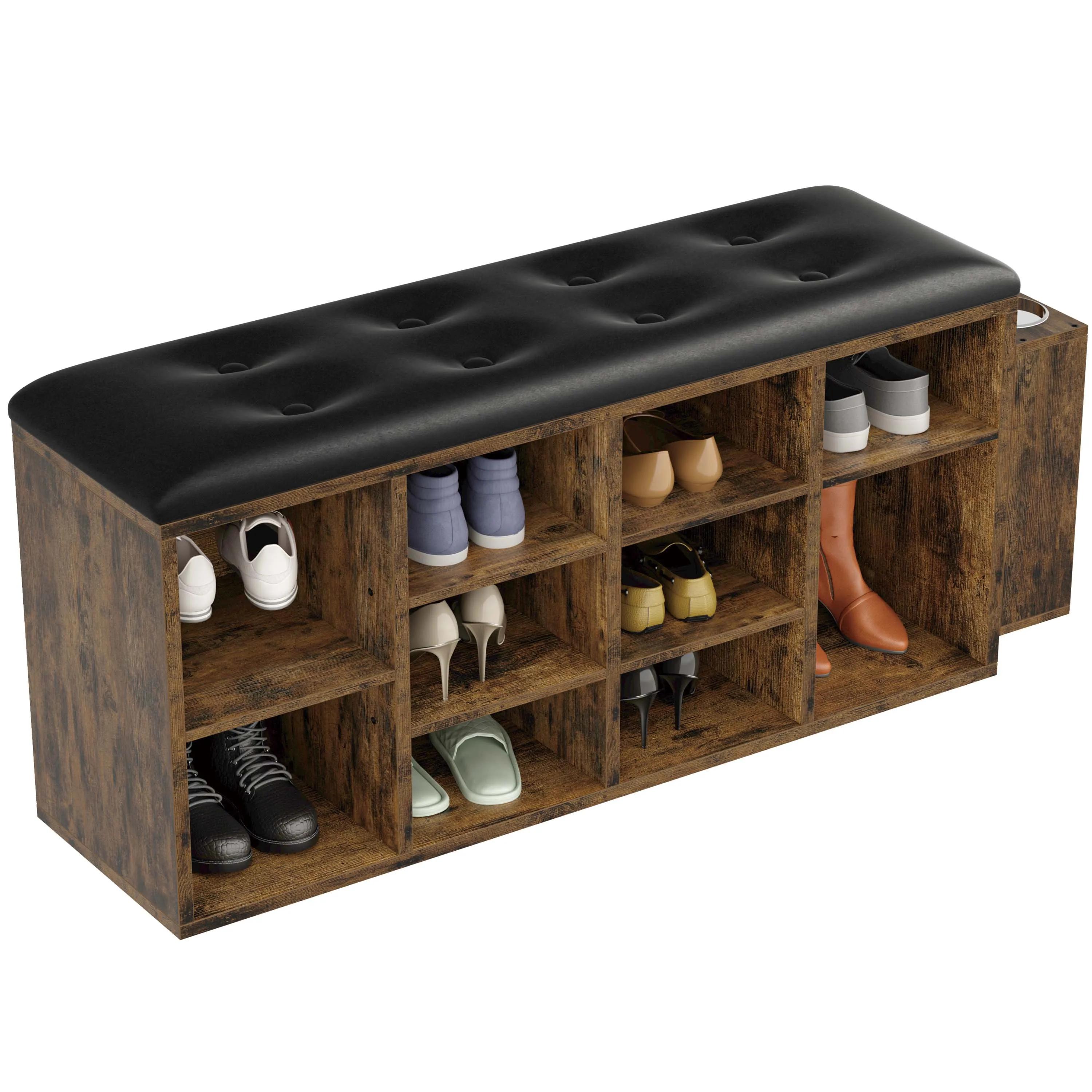 IlearCK-Banc à chaussures en cuir PU, meuble de rangement pour entrée, 10 cubes, chaussures Cubby T1