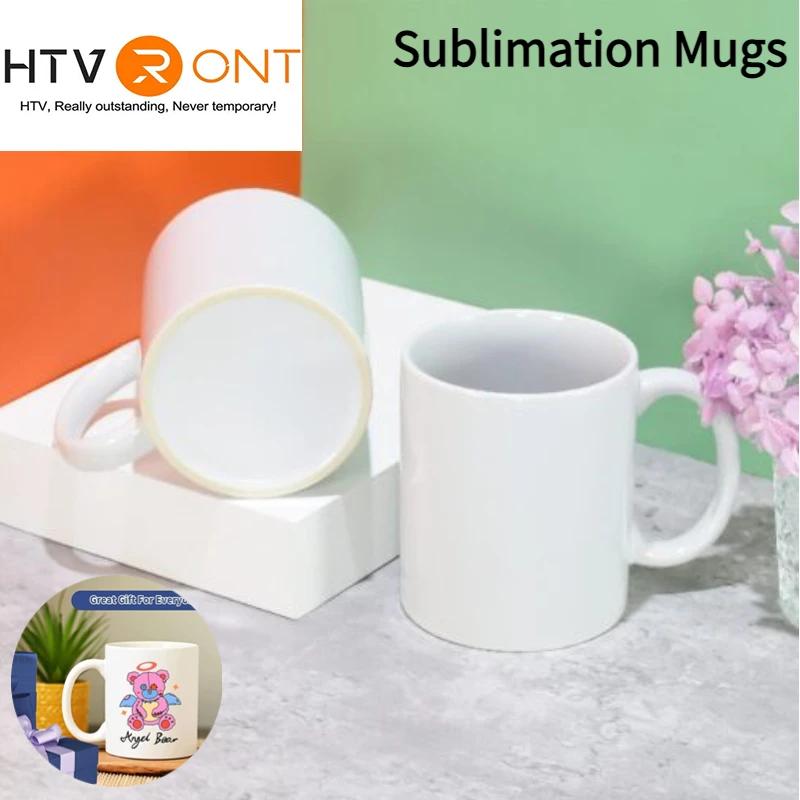 HTVRONT Lot de 6 tasses à sublimation de 11 OZ, ensemble vierge, gobelets classiques avec poignées p