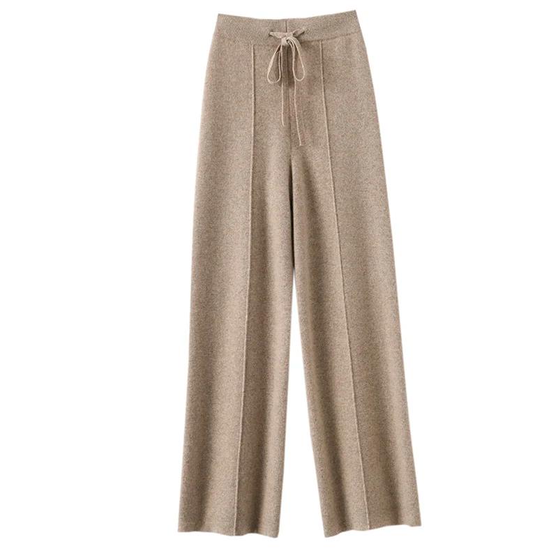 Pantalon large en cachemire polyvalent, pantalon en laine, pantalon ample, tube droit, auditif, tric