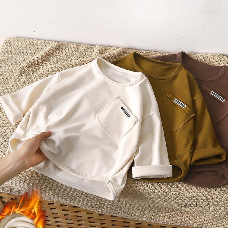 Enfants à manches longues chemise de Base garçons filles enfants haut automne garçon fille bébé col 