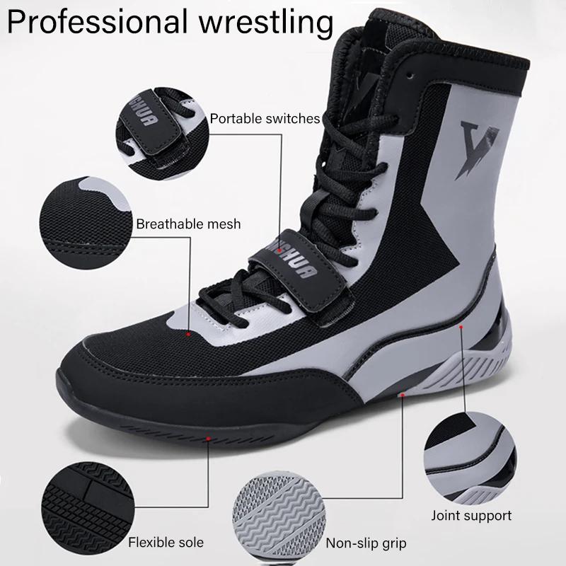 Chaussures de lutte boxe professionnelles hommes - Bottes lutte volantes maille respirante baskets légères