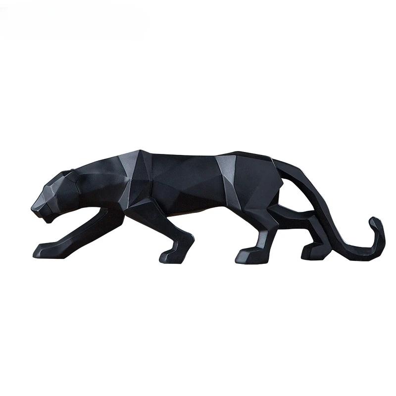 Statue de panthère de grande taille, Figurine d'animal, Style géométrique abstrait, Sculpture léopar
