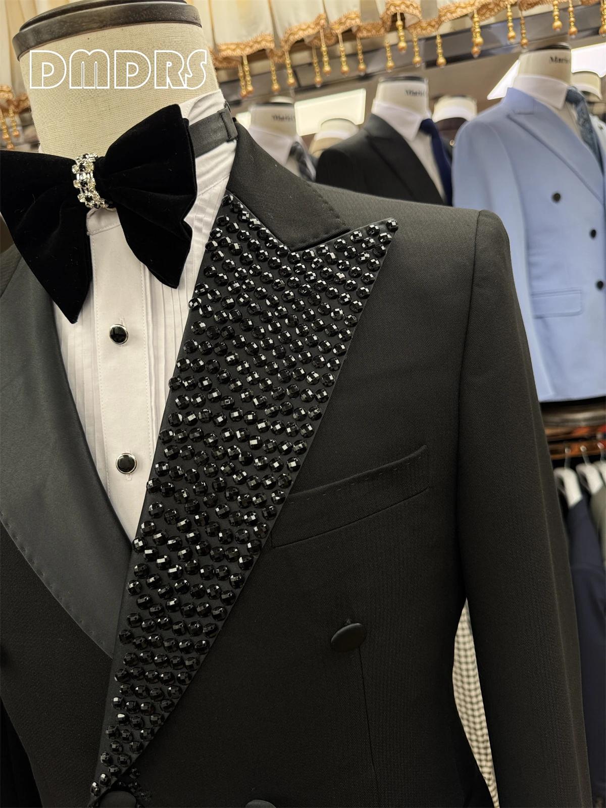 Ensemble de blazer et pantalon à double boutonnage pour hommes, tenue de Rhde luxe, costume de fête,
