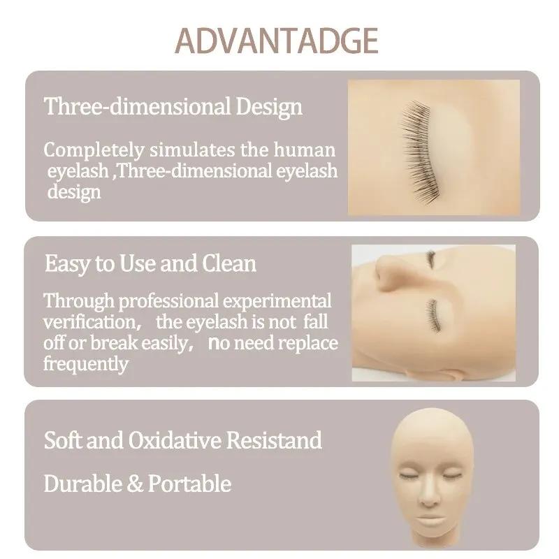 Tête de Mannequin 4D pour la Pratique de l'Extension des Cils, Outils de Formation au Greffage avec 