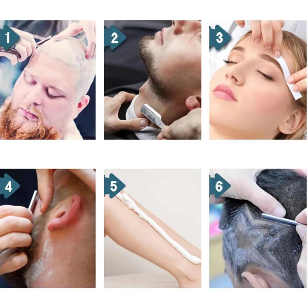 1 pièces hommes rasage barbier outils cheveux rasoir et lames Antique noir pliant couteau de rasage 