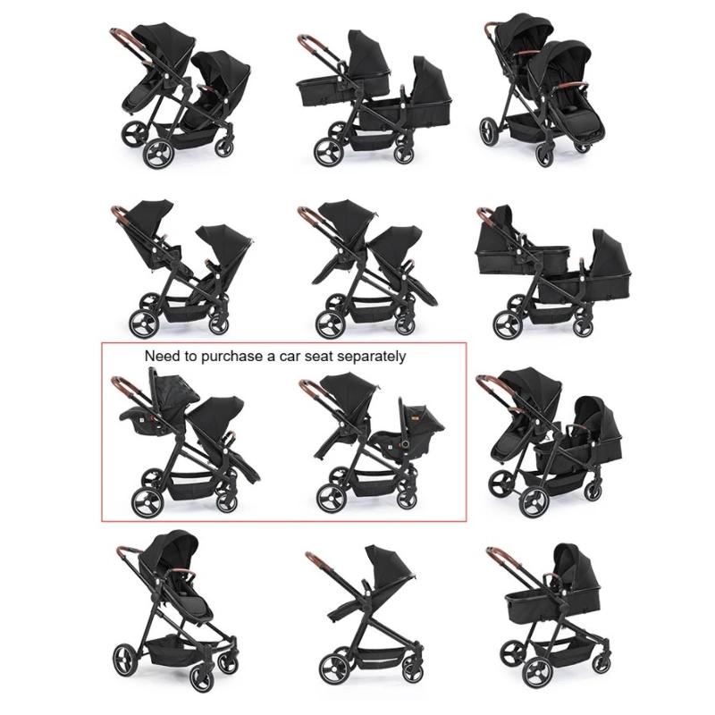 NOUVEAUX poussettes légères multifonctions pour jumeaux Poussettes pour deux enfants à bord landau 2