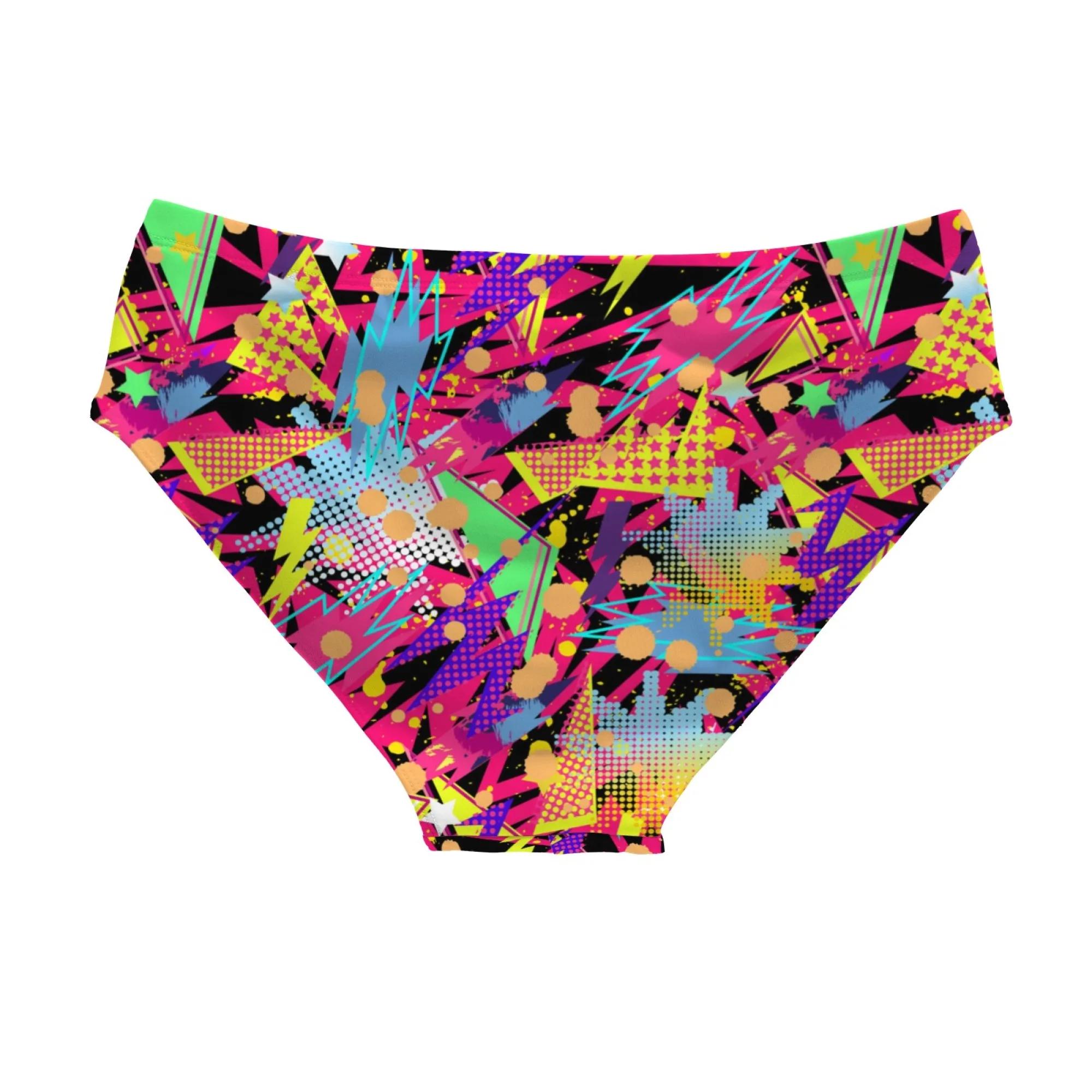 Maillot de bain néon abstrait géométrique pour hommes, slip élégant et sexy, extensible, confortable