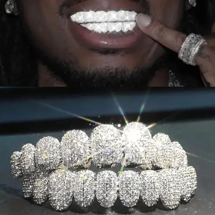 TOPGRILLZ glacé 10 haut et 10 bas 5A CZ pierres dents Grillz Punk rappeur 14K plaqué or Zircon bouch