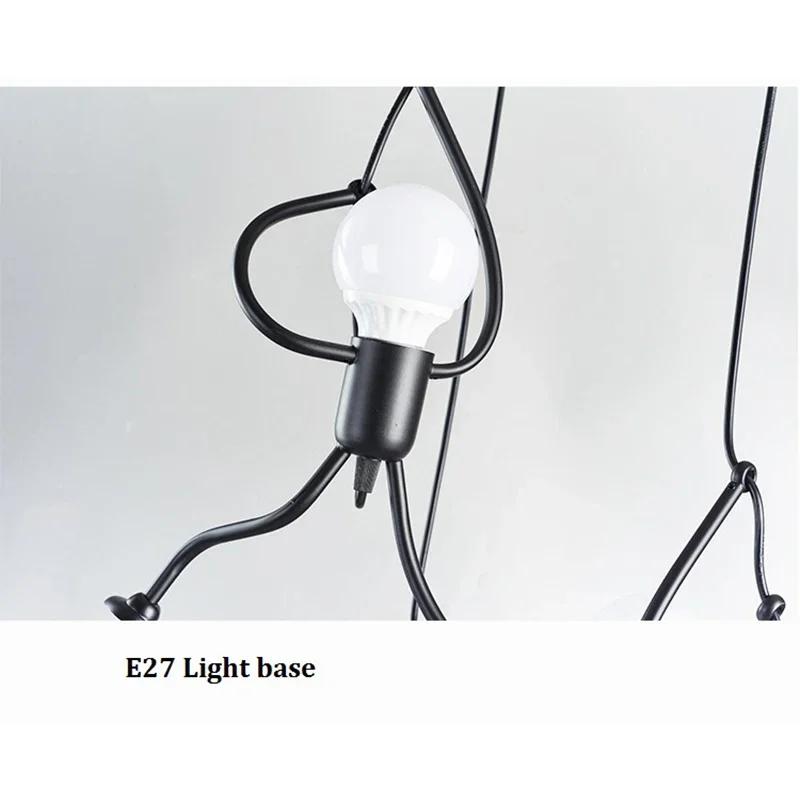 Vintage fer petit homme Arts modernes lustre LED plafonnier maison salon enfants chambre décor noir 