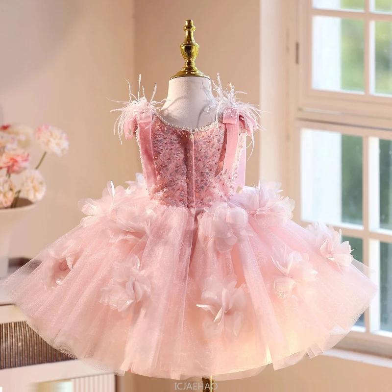 Robe de Soirée 2026 Nouvelle Collection Rose pour Filles, Costume de Princesse, Robe de Demoiselle d