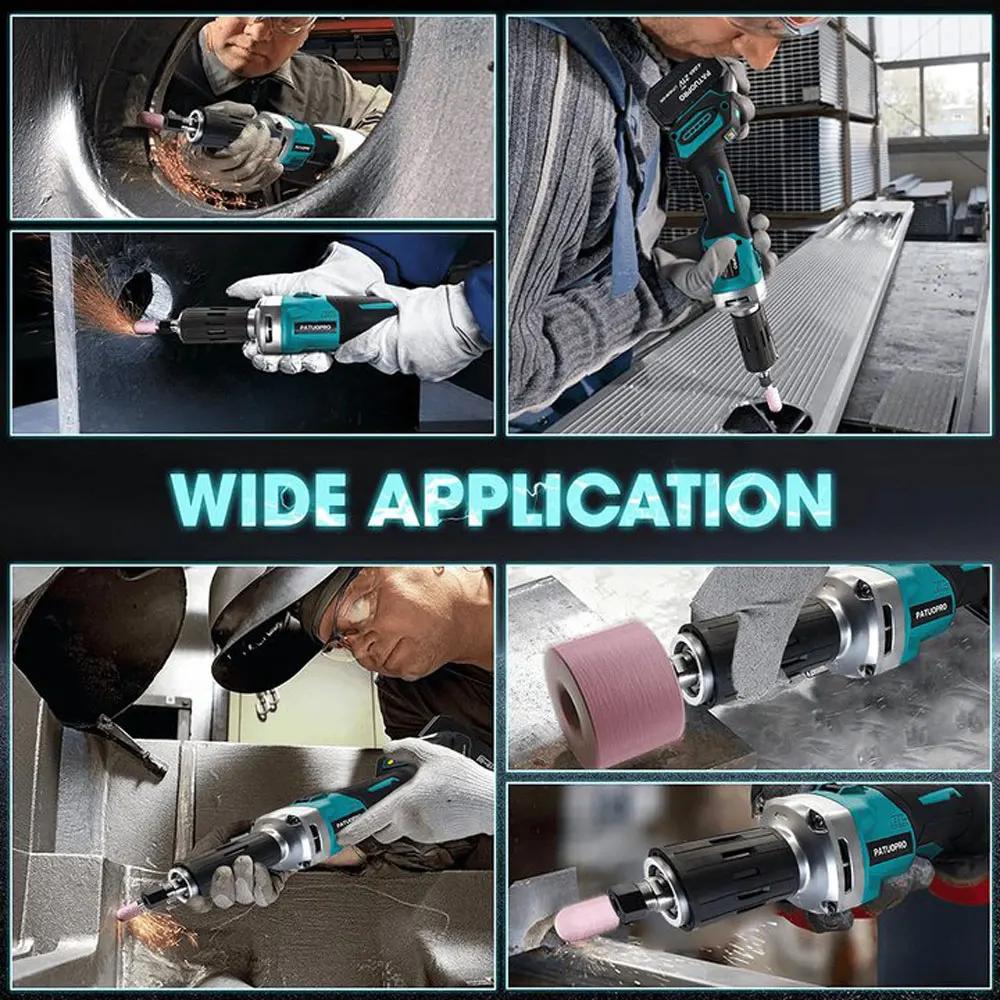 Meuleuse électrique sans fil sans balais, outil de gravure, vitesse variable, adaptée à la batterie 