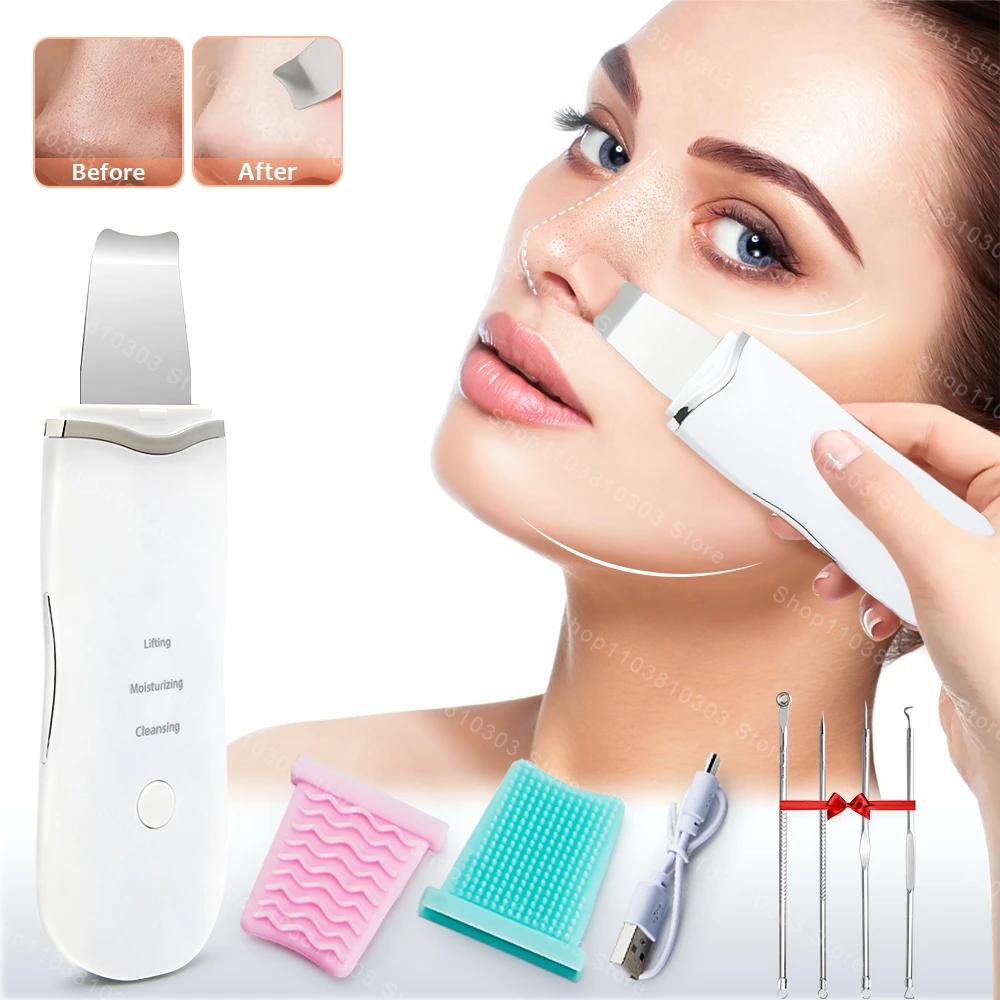 Épurateur de peau électrique à ultrasons, vibration du visage, spatule, épluchage, dissolvant de poi