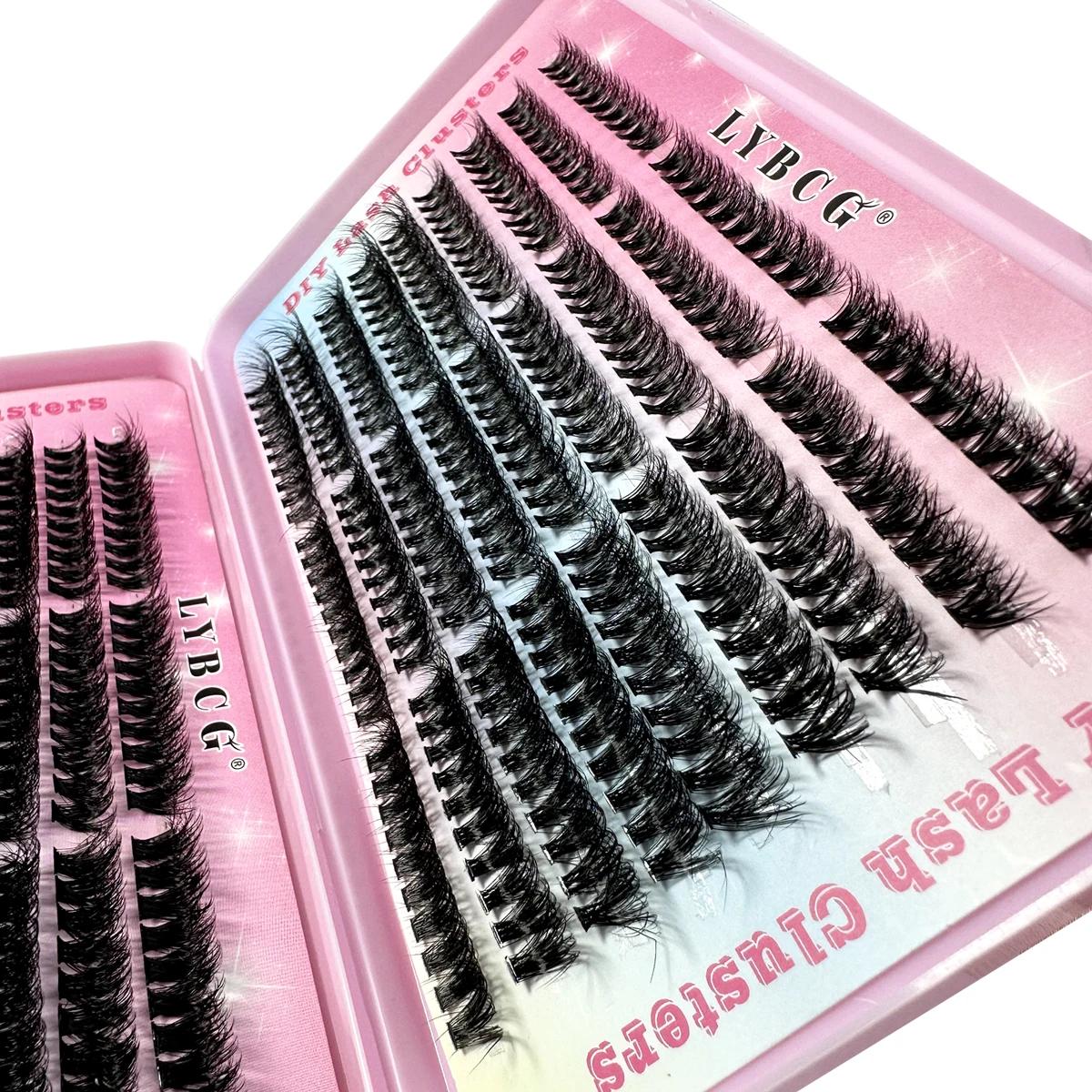 54 rangées 30D-100D 5D grappes de cils épais moelleux 9-16mm mélange vaporeux Extensions de cils ind