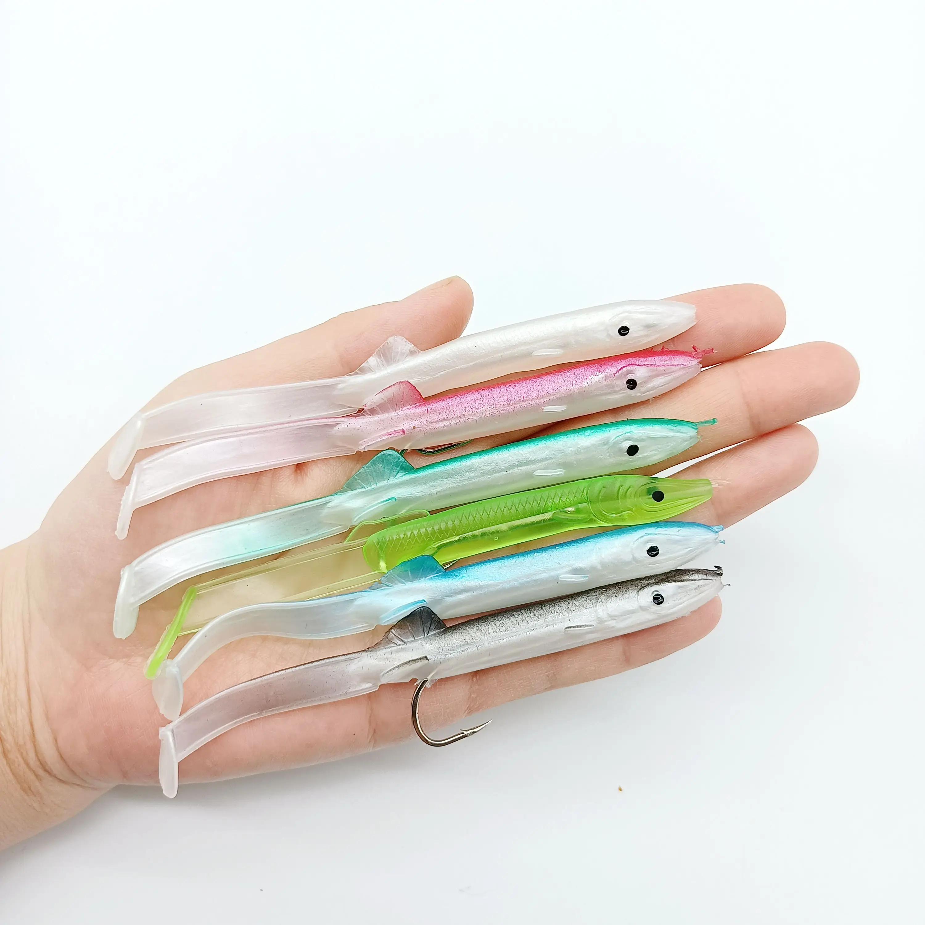 DUODUOYU 5 pièces anguille Shad leurre de pêche 115mm/4g appât souple avec crochet pointu ensemble p