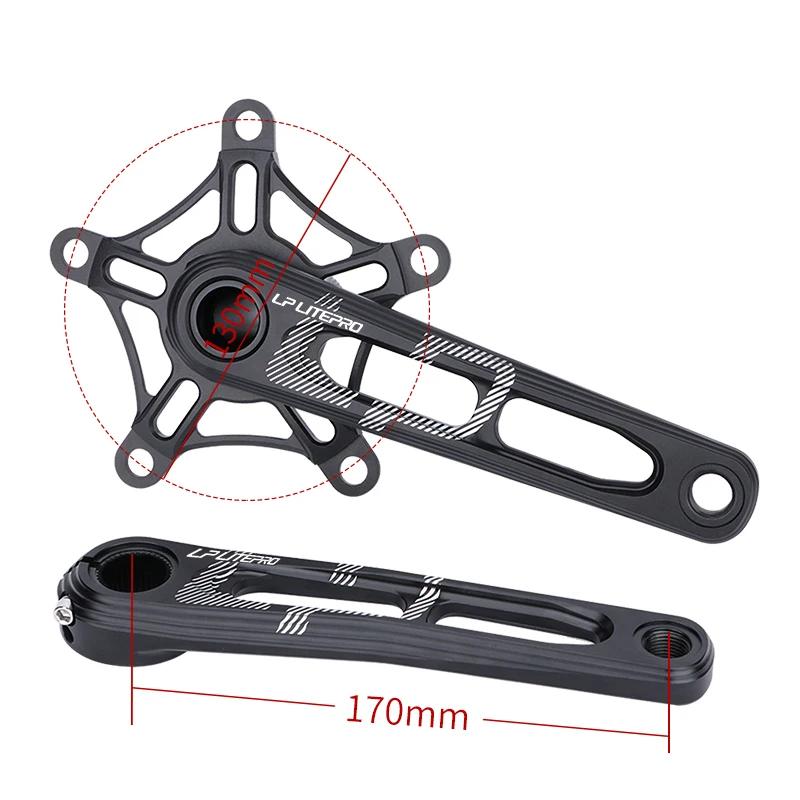 LP Litepro-Manivelle de vélo pliante en alliage d'aluminium, plateau simple, pédalier de vélo, plate